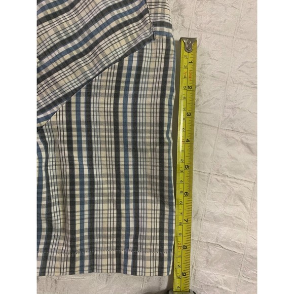 Volcom Boy's Blue White Plaid Button Up Shirt Short Sleeve Large 12Y - Picture 9 of 10